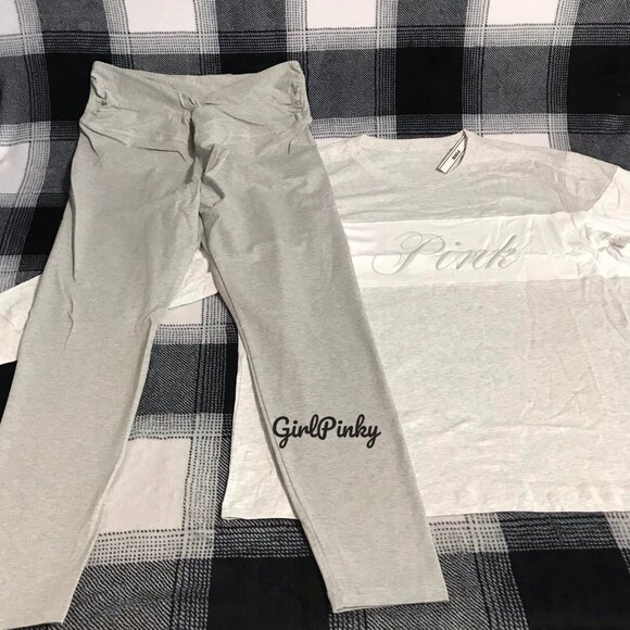 victoria secret PINK leggings OUTFIT WITH CAMPUS LONG SLEEVE TEE SIZES L-XXL - Picture 7 of 12